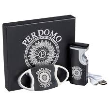 [INTREF008067] PERDOMO USB LIGHTER & PERFECTO CUTTER GIFT SET